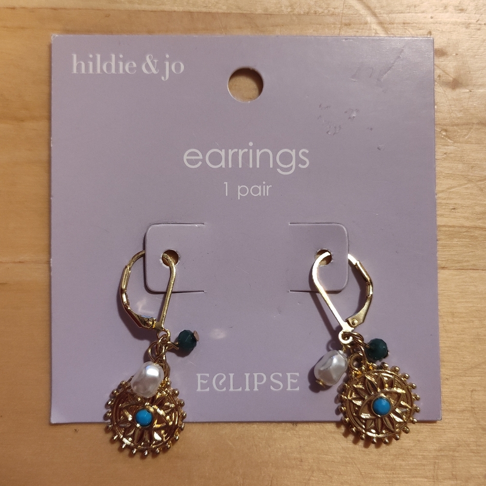 💚 Hildie & Jo Gold and Turquoise Earrings